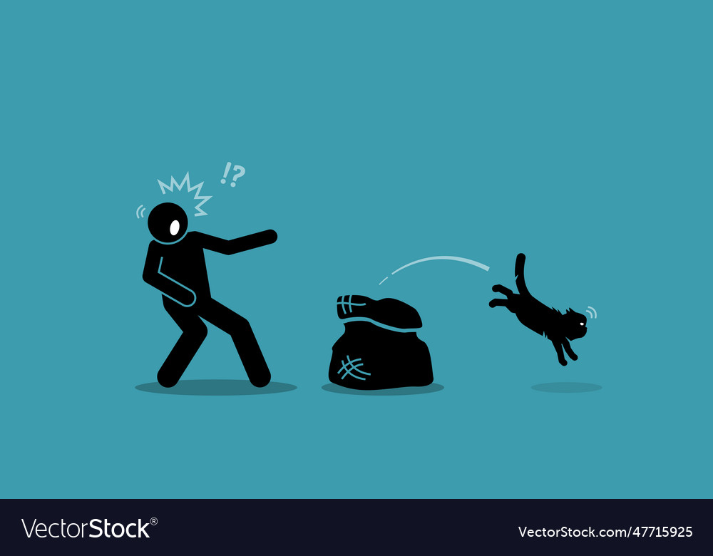 Cat out of the bag idiom sayings proverb depicts Vector Image