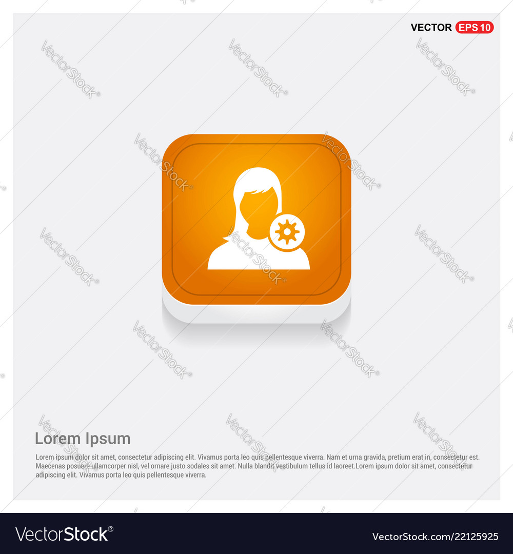 Configuration user icon orange abstract web button vector image Configuration user icon orange abstract web button