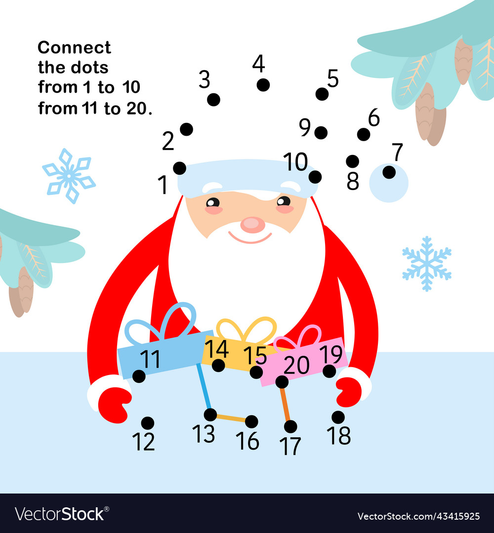 Connect the dots from 1 to 20 educational game Vector Image