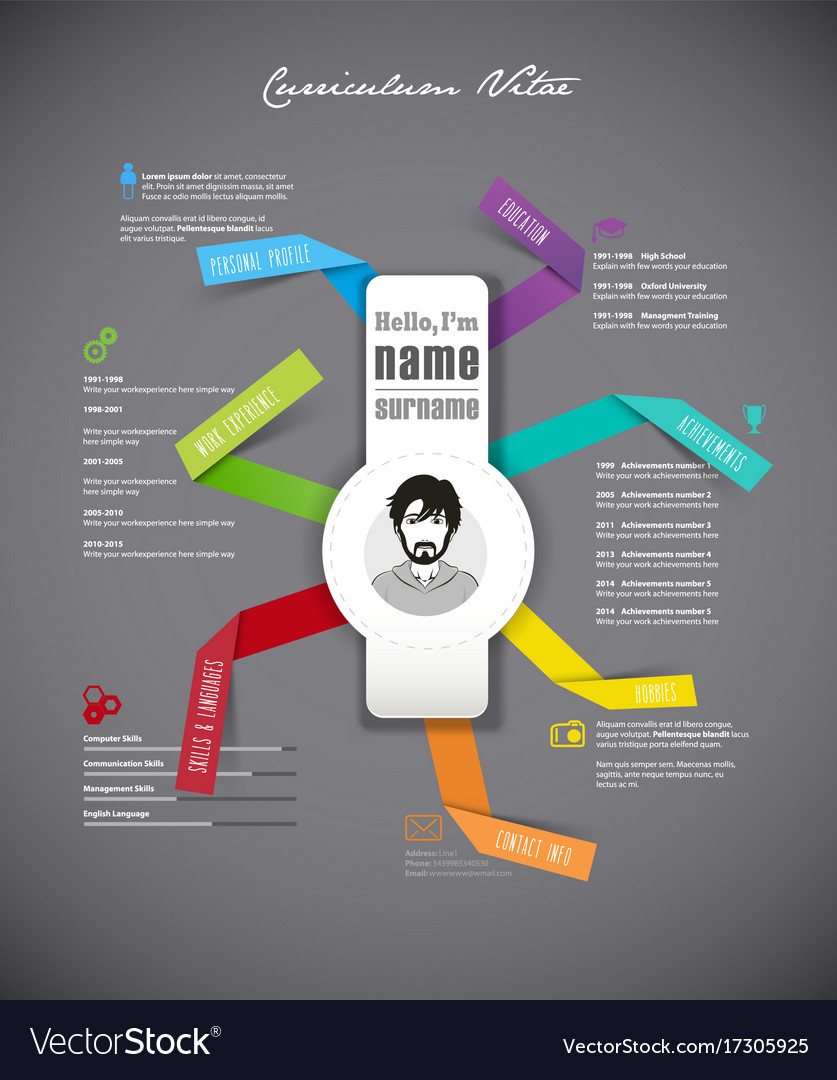 creative cv template with folded paper stripes on creative cv template