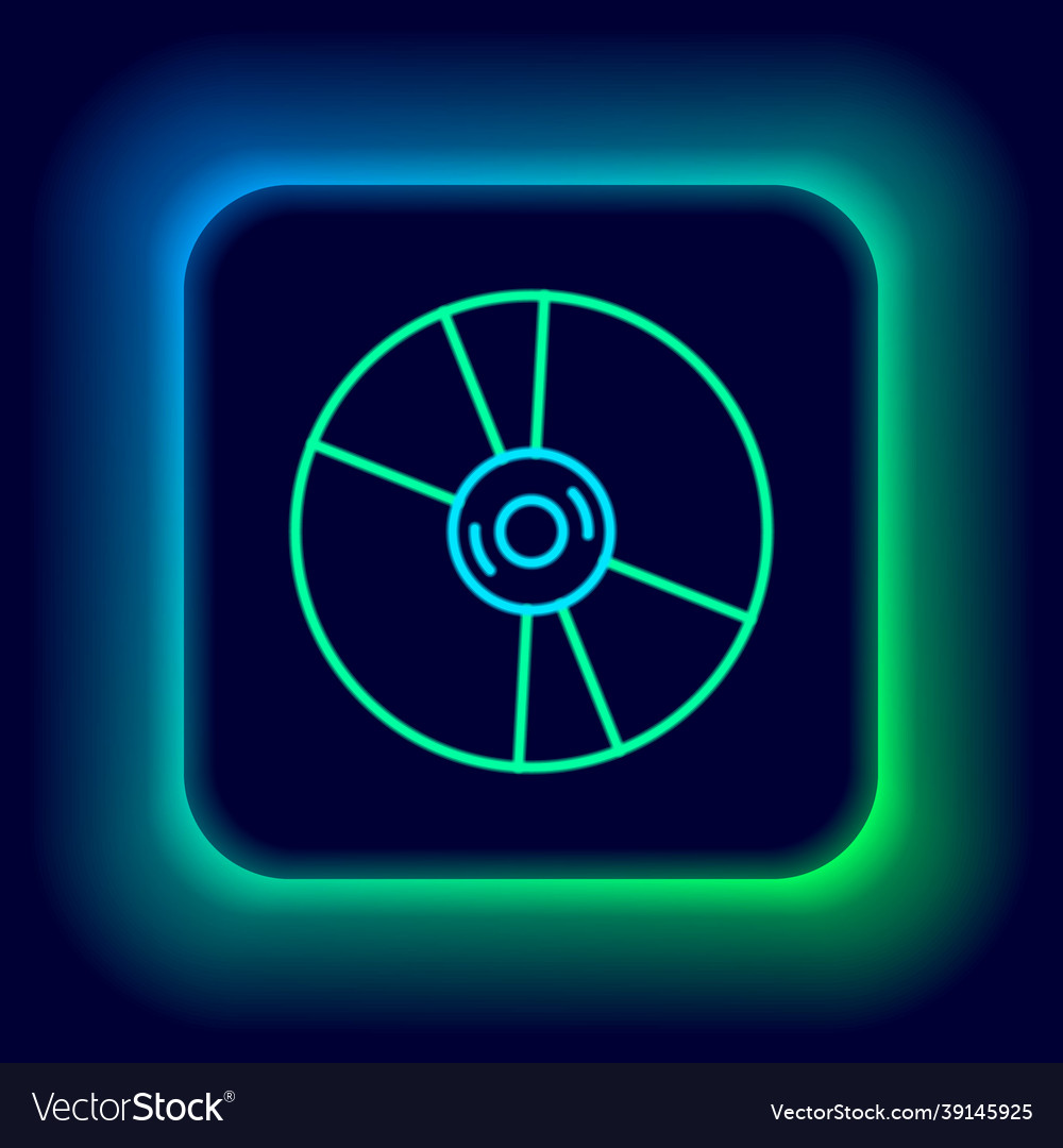 Glowing neon line cd or dvd disk icon isolated