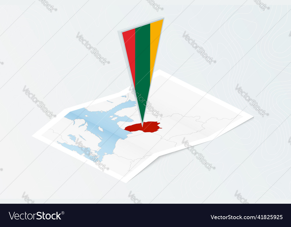 Isometric paper map of lithuania with triangular Vector Image Isometric paper map of lithuania with triangular