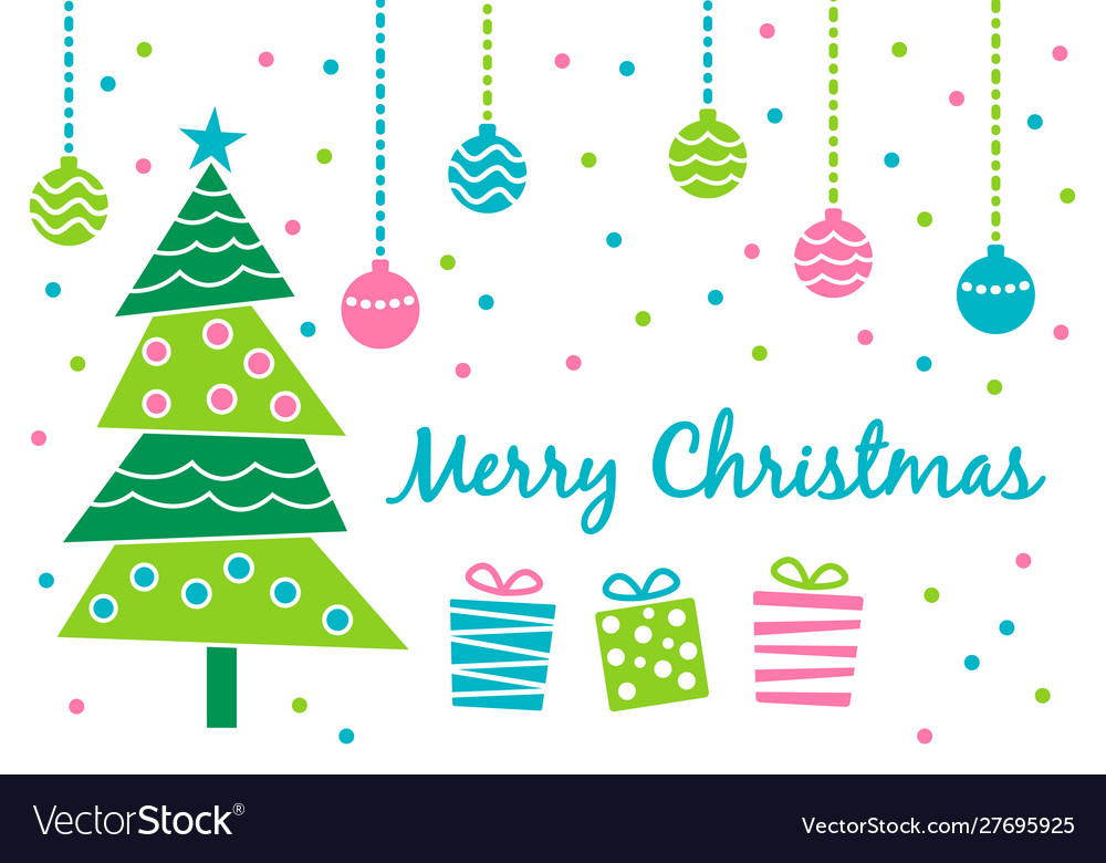 Merry christmas greeting card with cute decorated