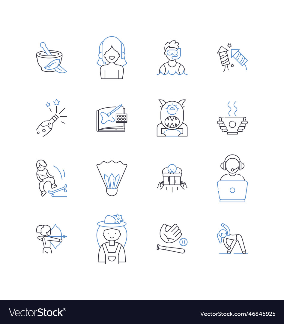 Processing line icons collection programming vector image Processing line icons collection programming