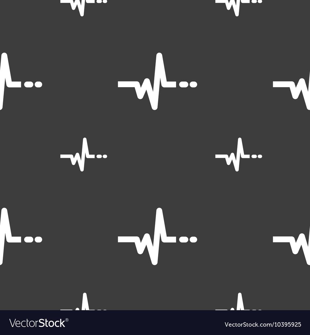 Pulse sign seamless pattern on a gray background