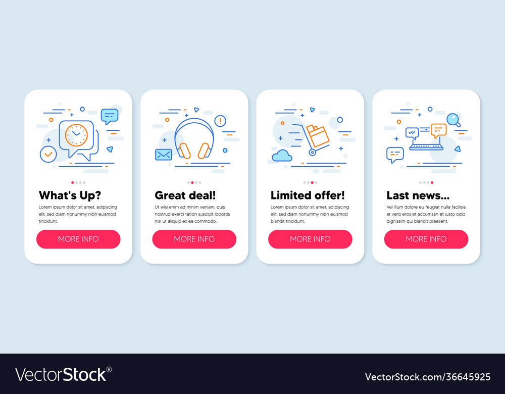 Set business icons such as push cart clock vector image Set business icons such as push cart clock