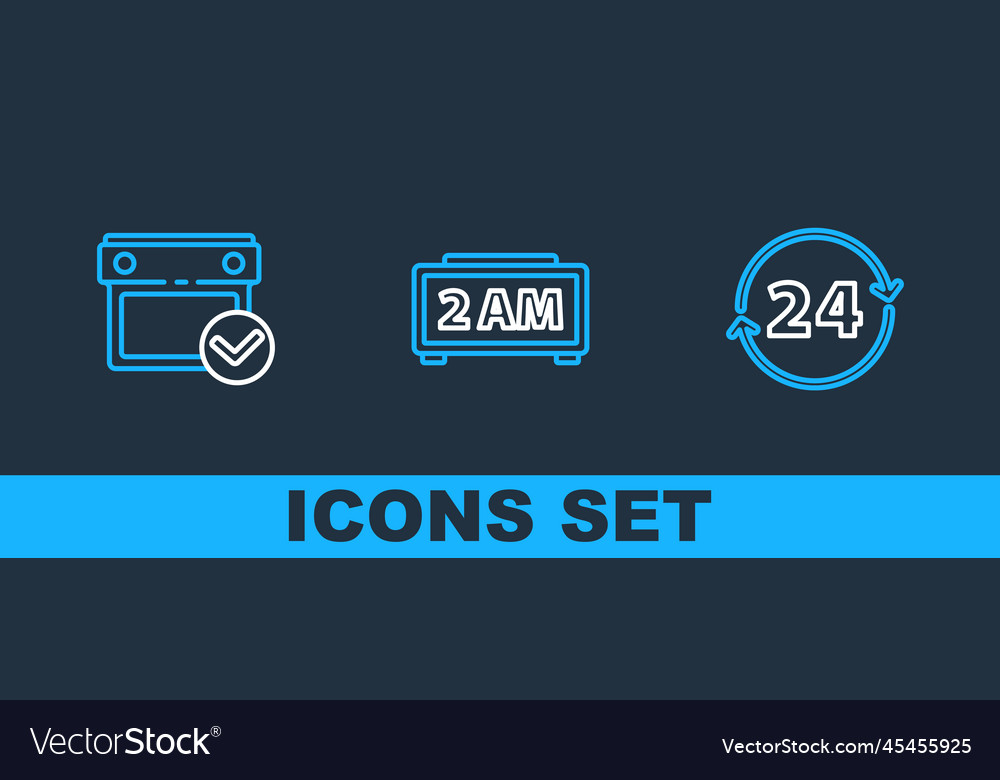 Set line clock 24 hours calendar with check mark