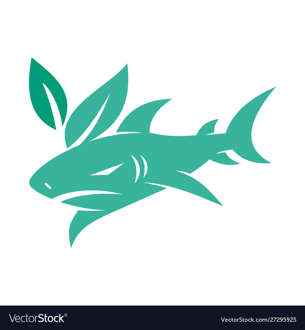 Shark leaf logo design isolated template