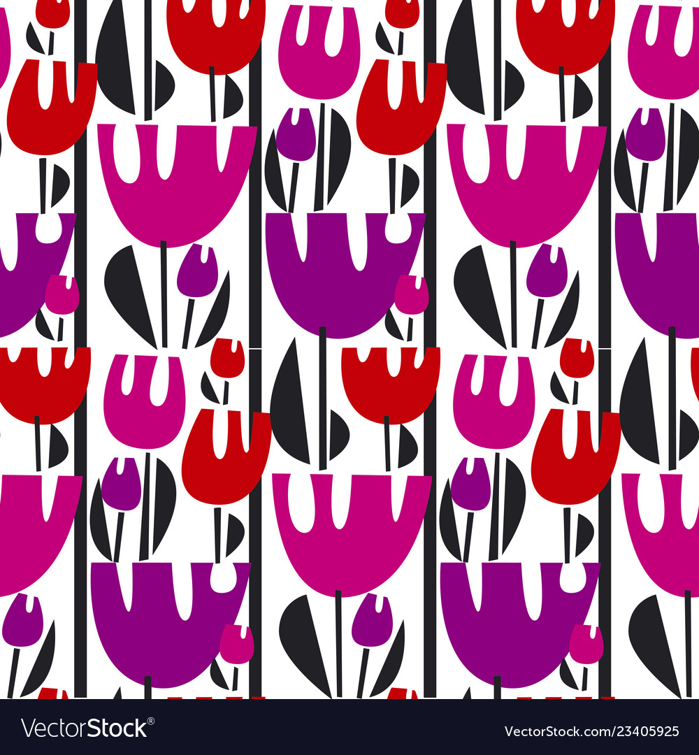 Tulips color seamless pattern vector image Tulips color seamless pattern