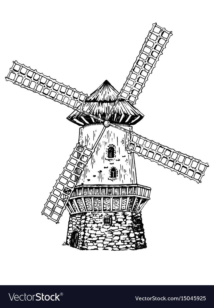 Vintage Scratch Board Windmill