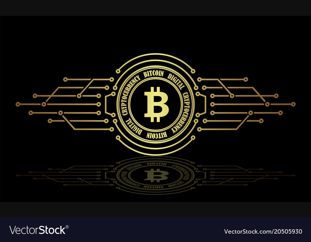 An abstract bitcoin sign with a mirror image