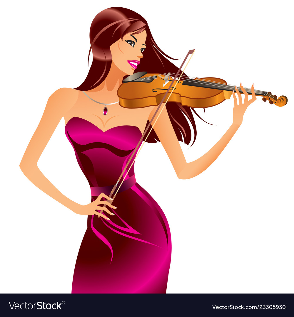 Beautiful Woman Playing Violin Royalty Free Vector Image 6073