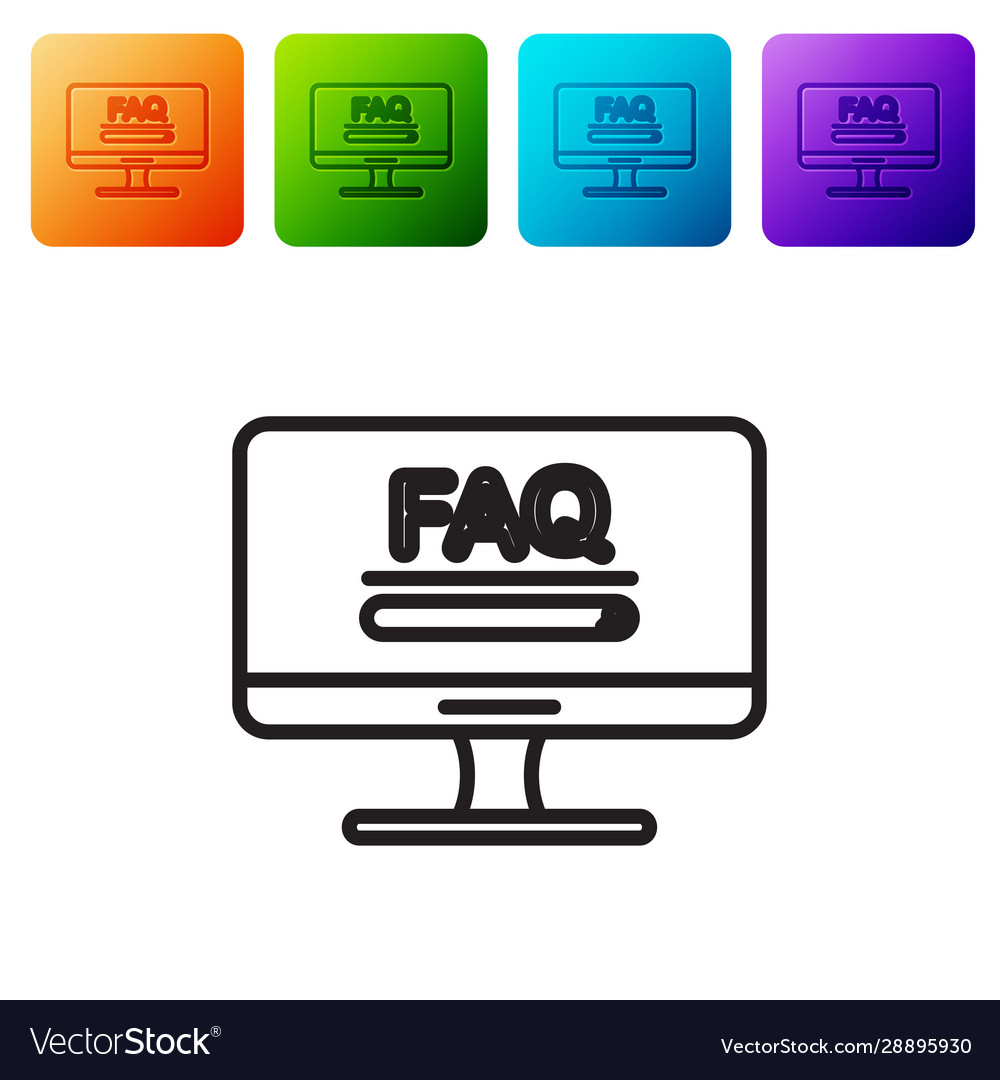 Black line computer monitor with text faq vector image Black line computer monitor with text faq