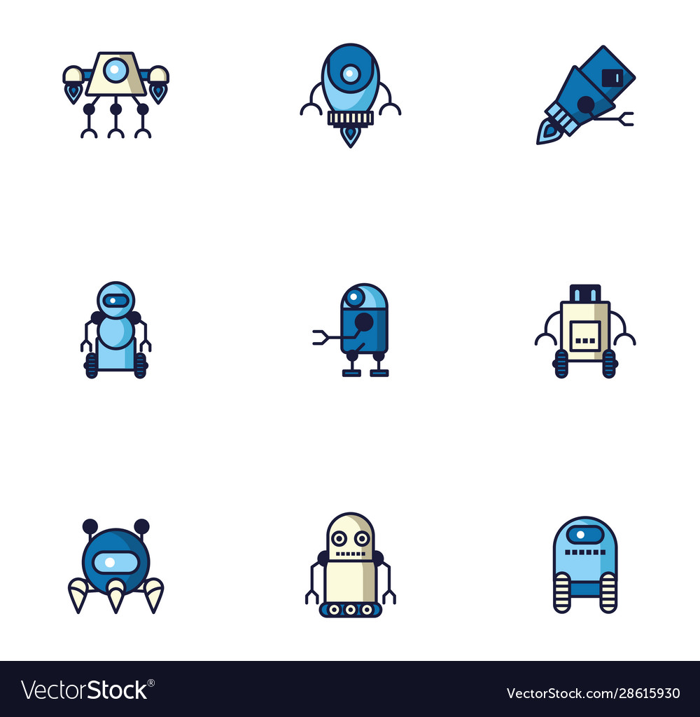 Bundle robots cyborg set icons
