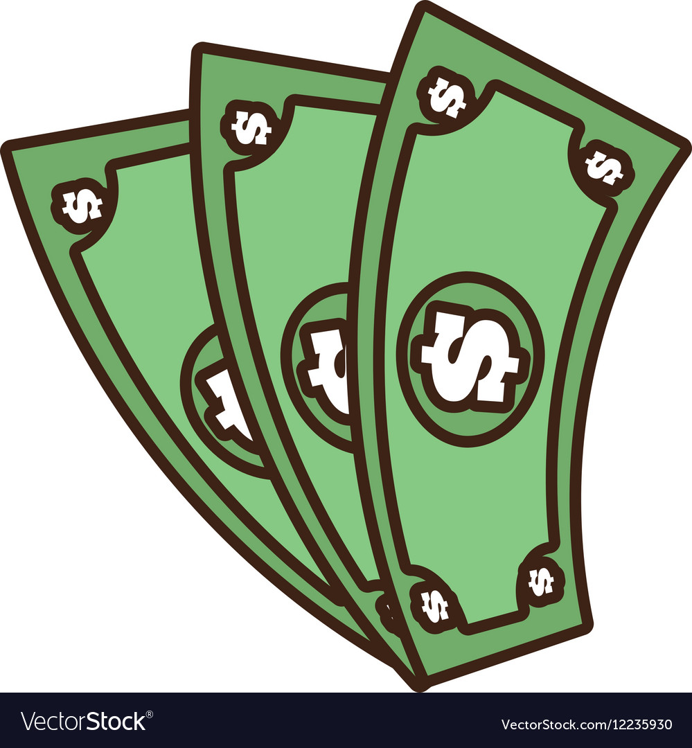 Cartoon money bills dollar cash Royalty Free Vector Image