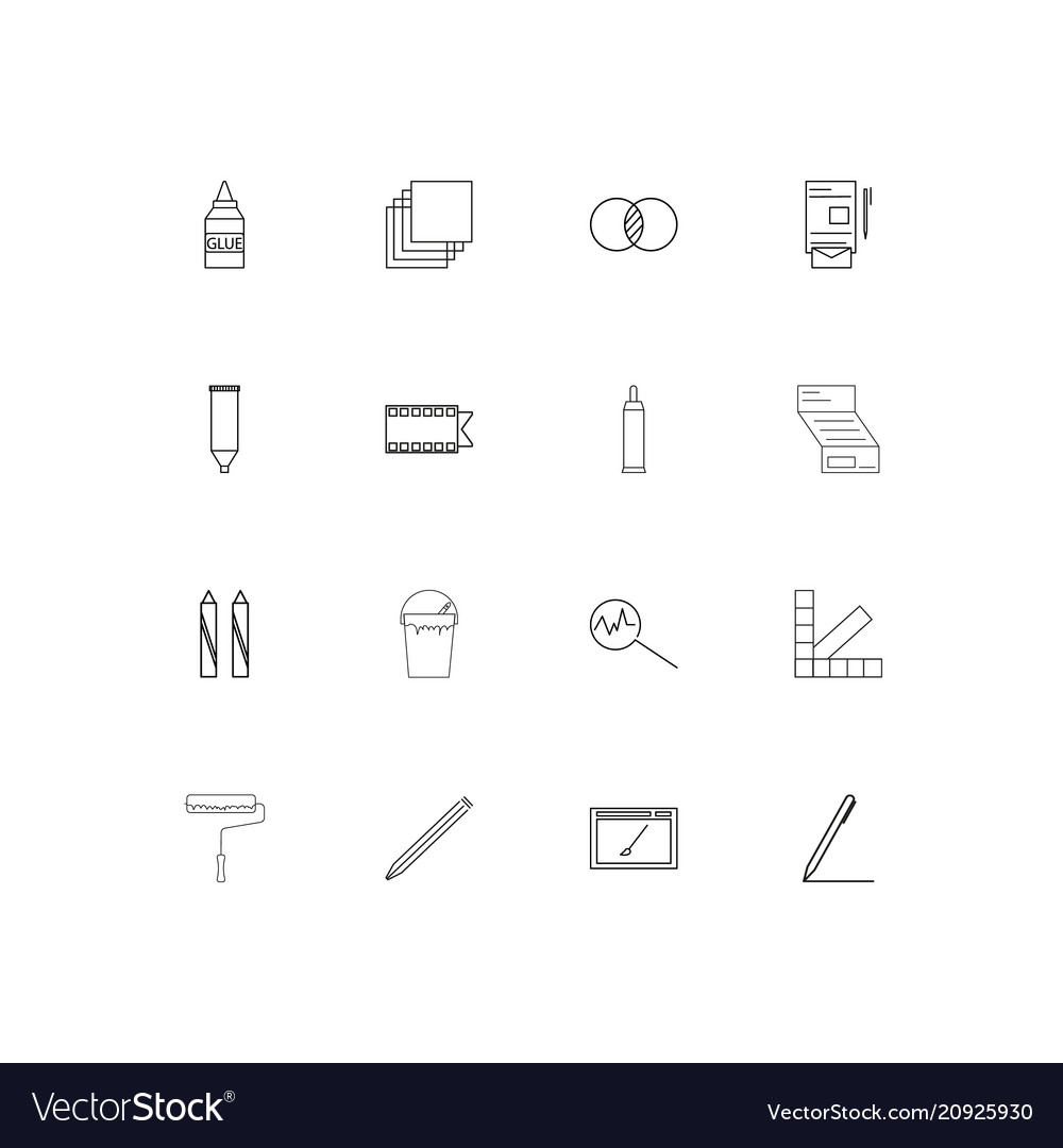 Creative process and design linear thin icons set