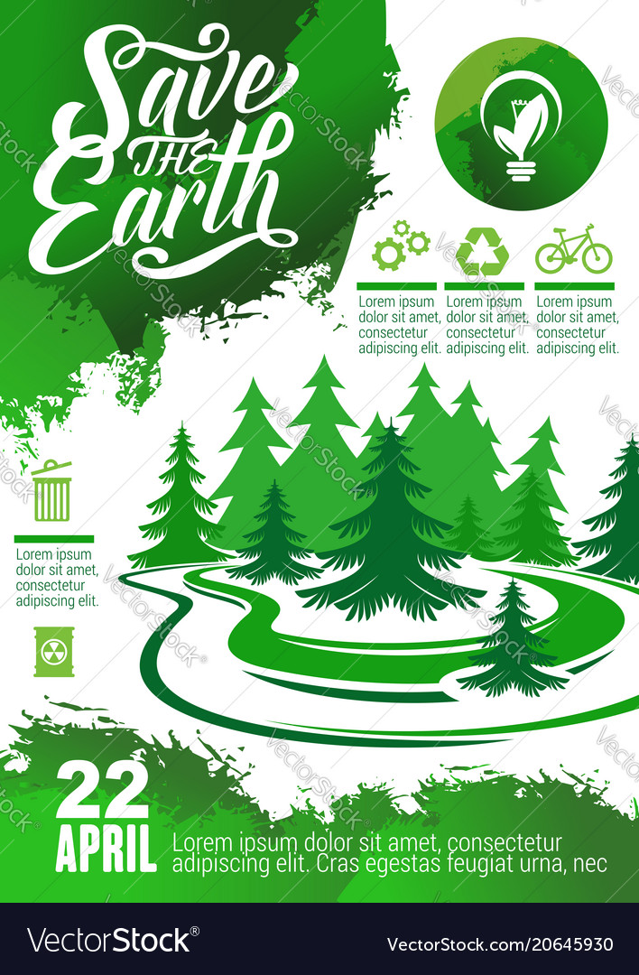 Earth day banner with green tree and eco icon Vector Image