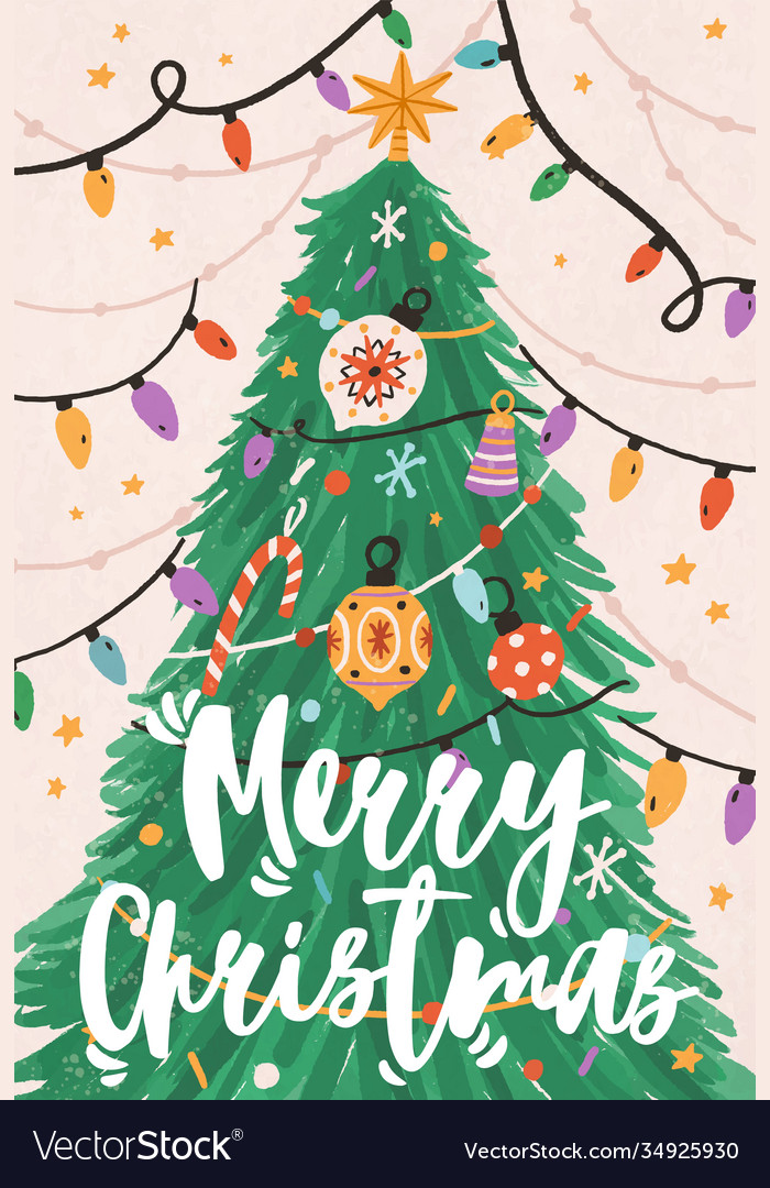 Greeting xmas card with merry christmas