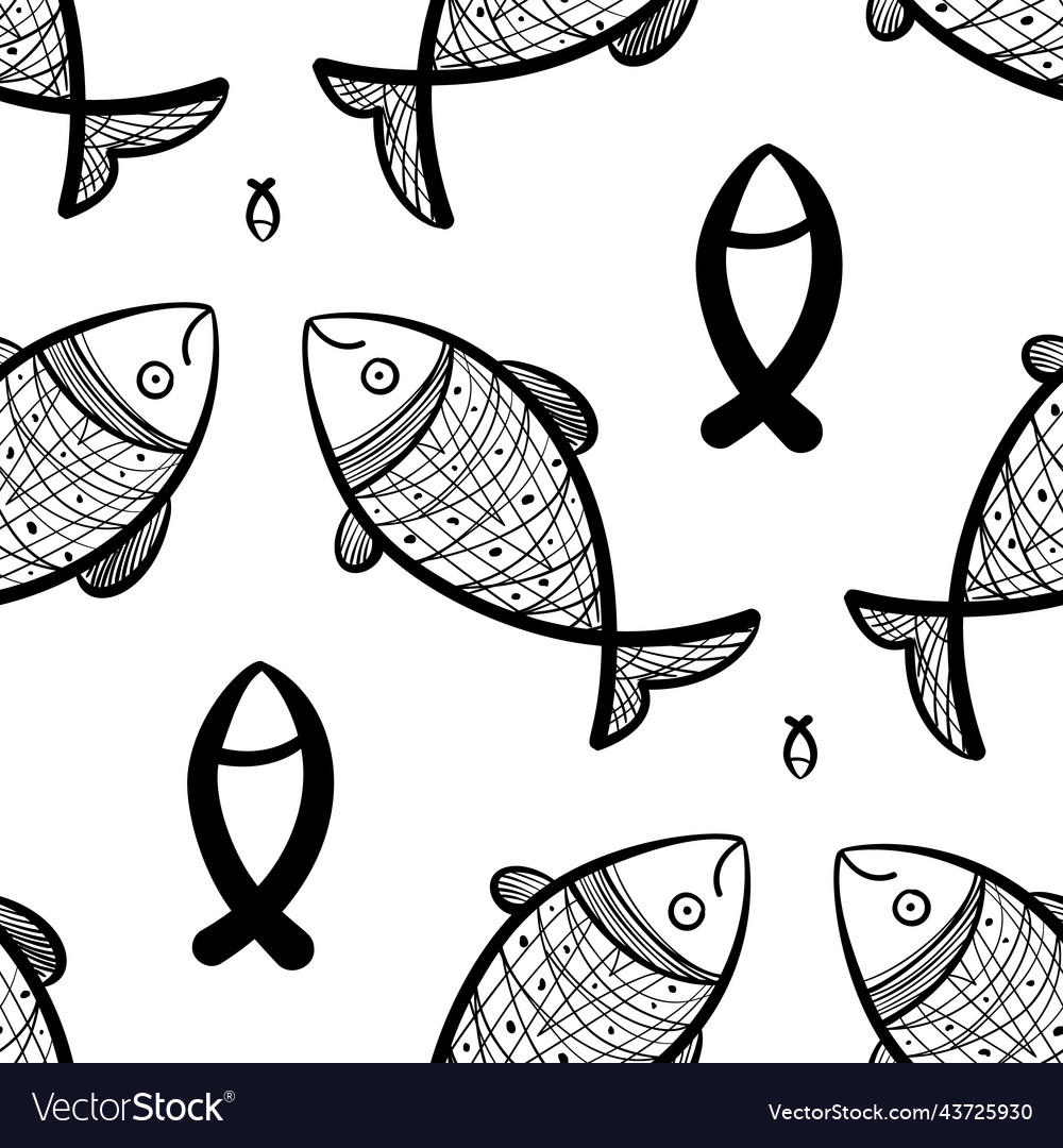 Hand drawn fishes pattern