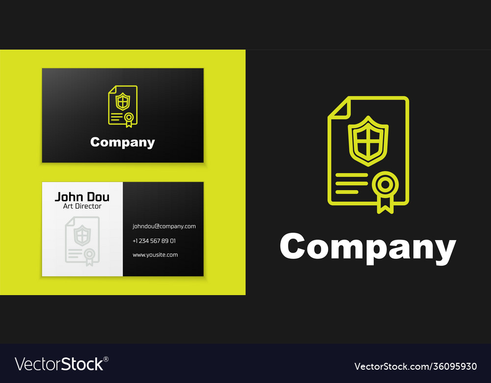 Logotype line contract with shield icon isolated vector image Logotype line contract with shield icon isolated