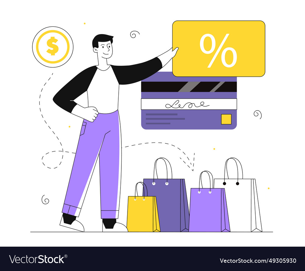 Man with overspending line concept