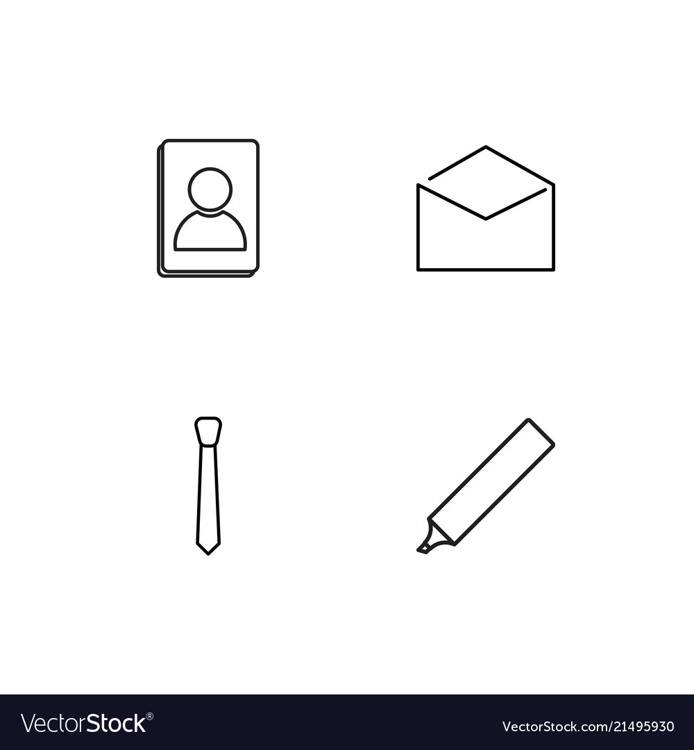 Office linear icons set simple outline