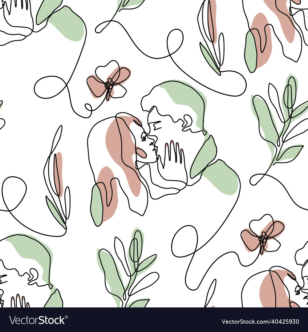One line abstract seamless pattern