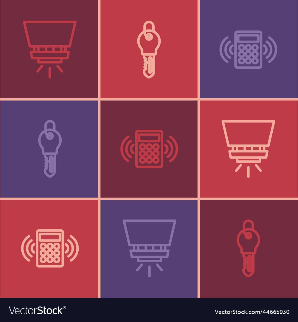 Set line fire sprinkler system security keypad vector image Set line fire sprinkler system security keypad