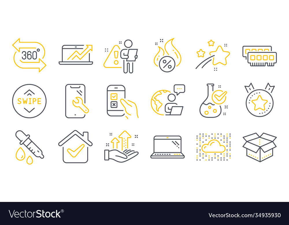 Set technology icons such as hot loan ram