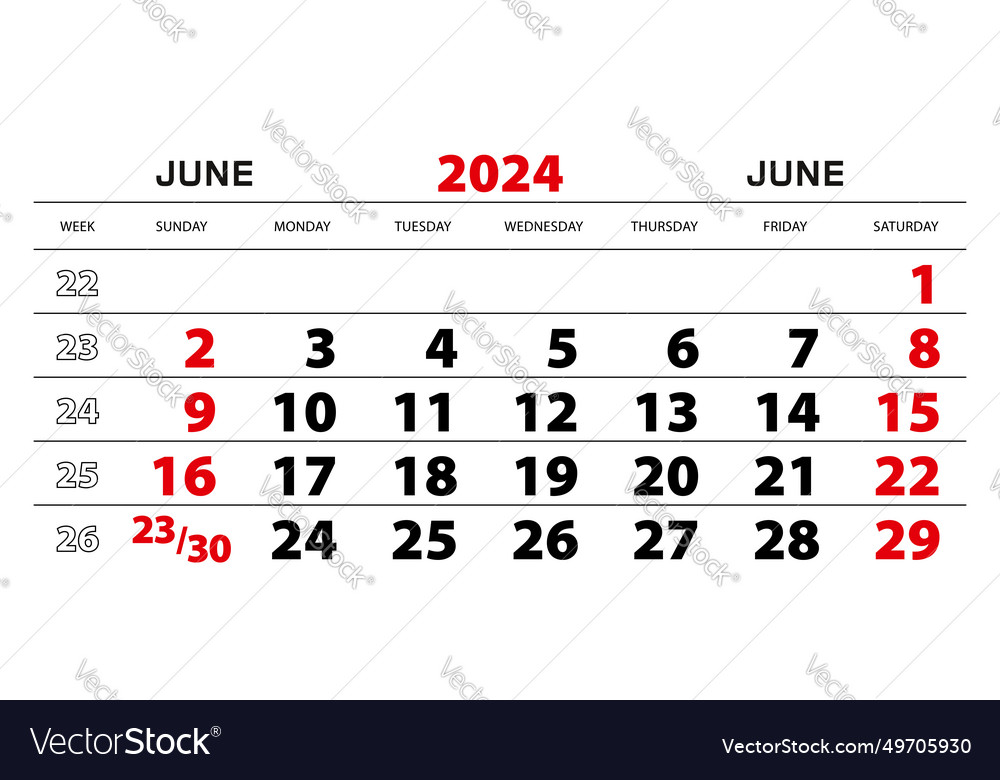 Wall calendar 2024 for june week start from sunday