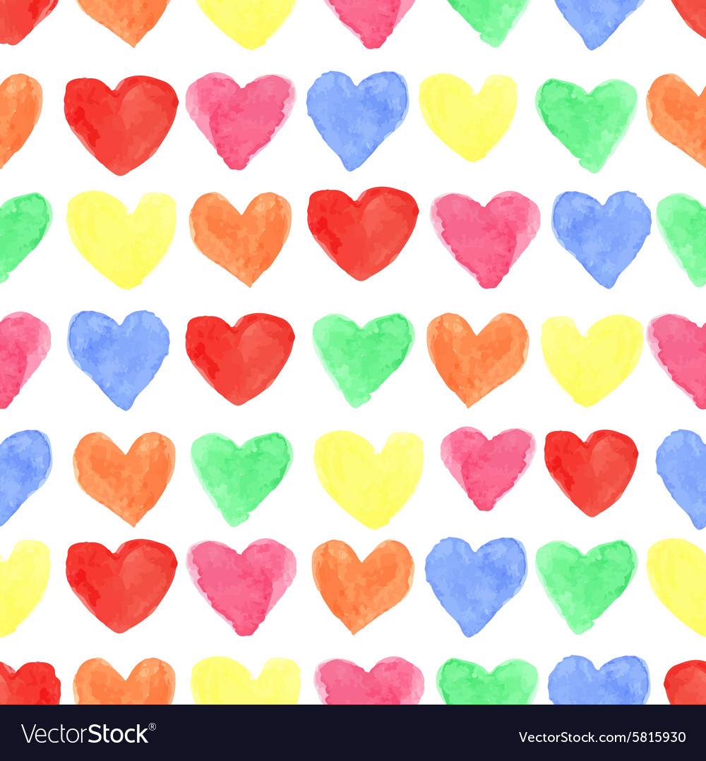 Watercolor colored hearts seamless patternbaby