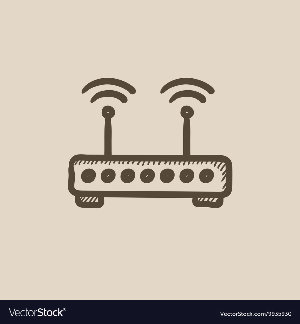 Wireless router sketch icon