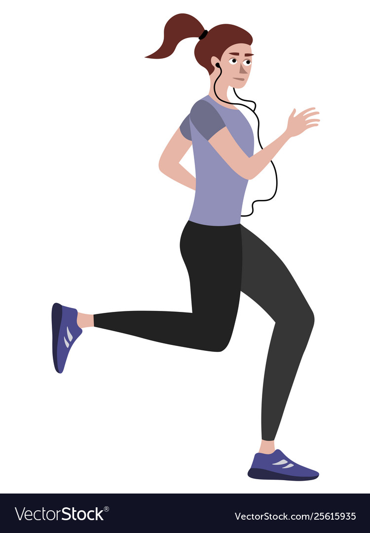 Athlete a woman on run in minimalist style