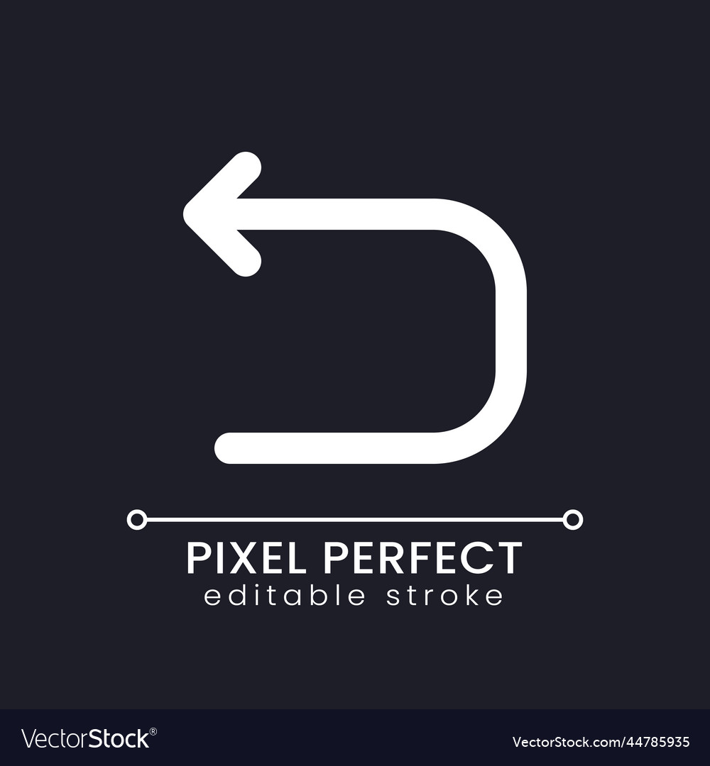 Backward arrow pixel perfect white linear ui icon vector image Backward arrow pixel perfect white linear ui icon