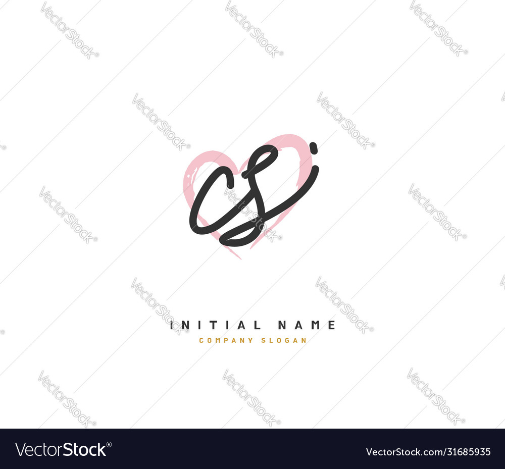 C s cs beauty initial logo handwriting