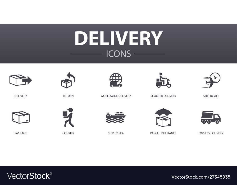 Delivery simple concept icons set contains