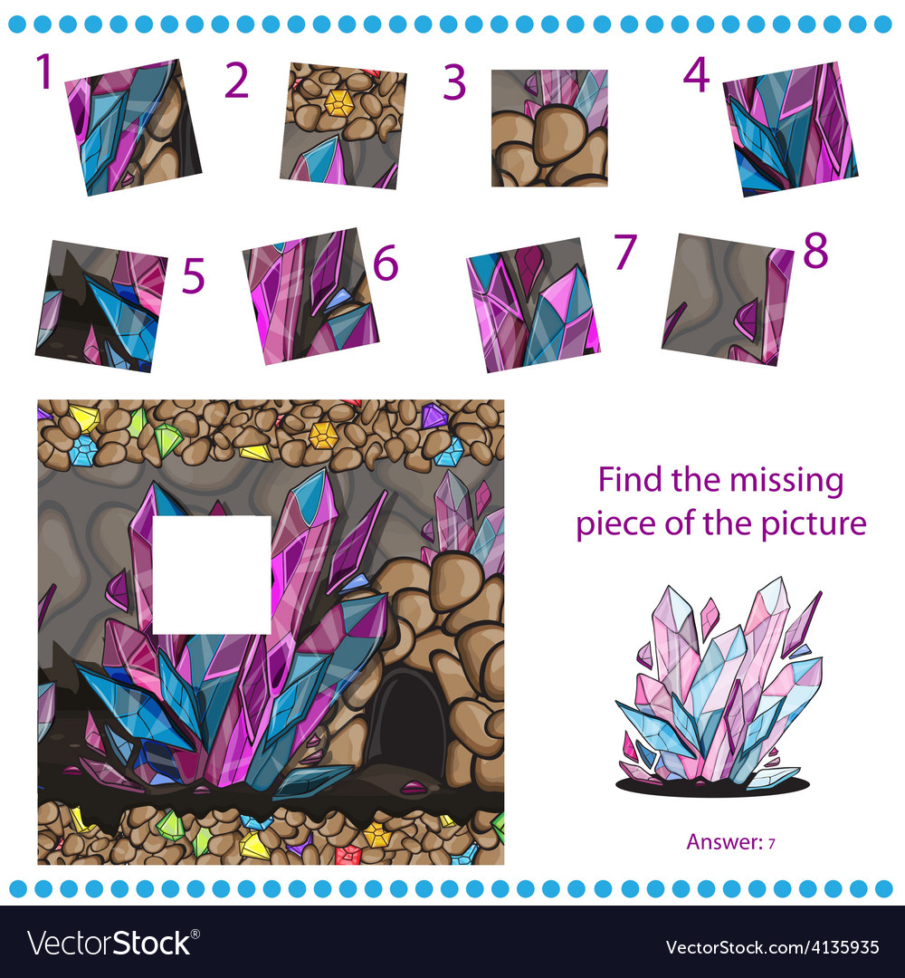 Find Missing Piece - Puzzle Game For Children Vector Image