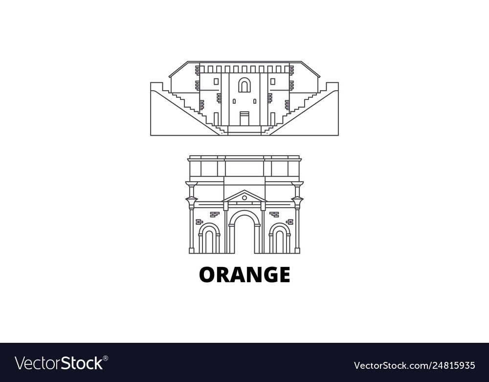 France orange line travel skyline set