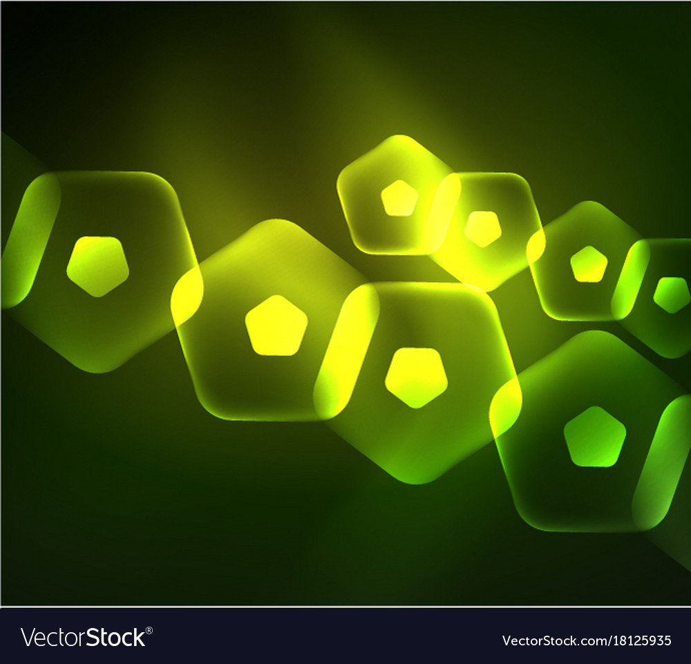 Glowing glass transparent pentagans geometric