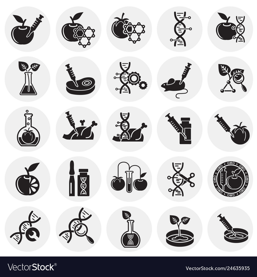 Gmo icons set on cirlces background for graphic Vector Image