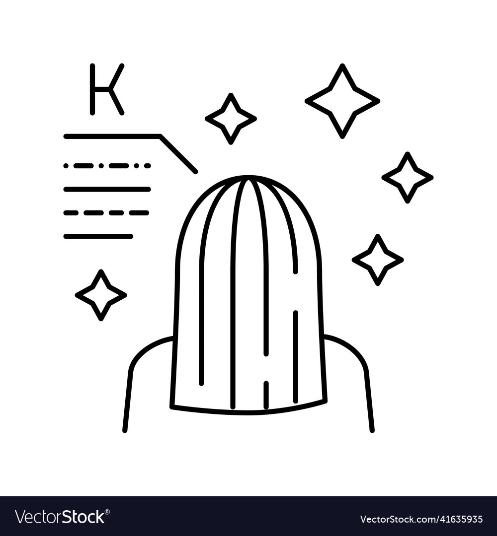 Hairstyle with keratin line icon vector image Hairstyle with keratin line icon