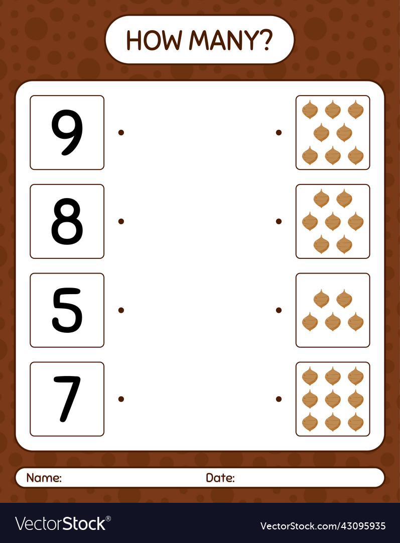 How many counting game with jicama worksheet vector image How many counting game with jicama worksheet