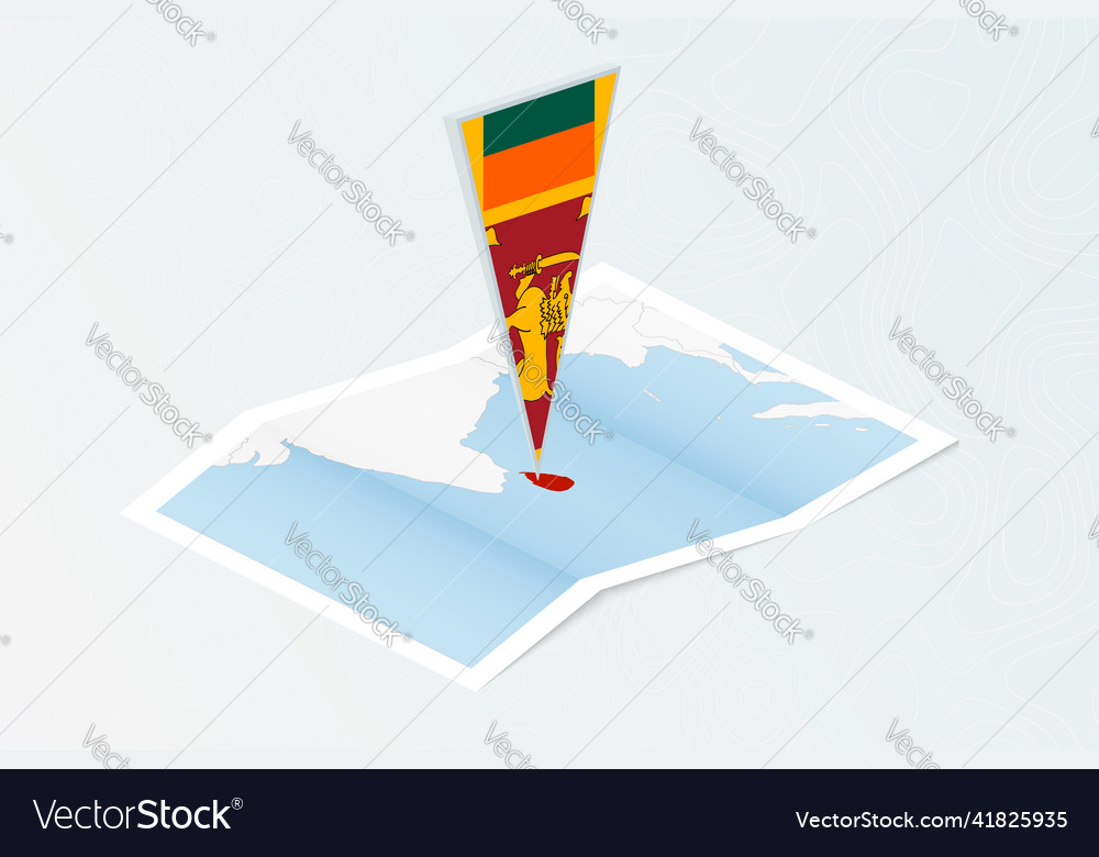 Isometric paper map of sri lanka with triangular