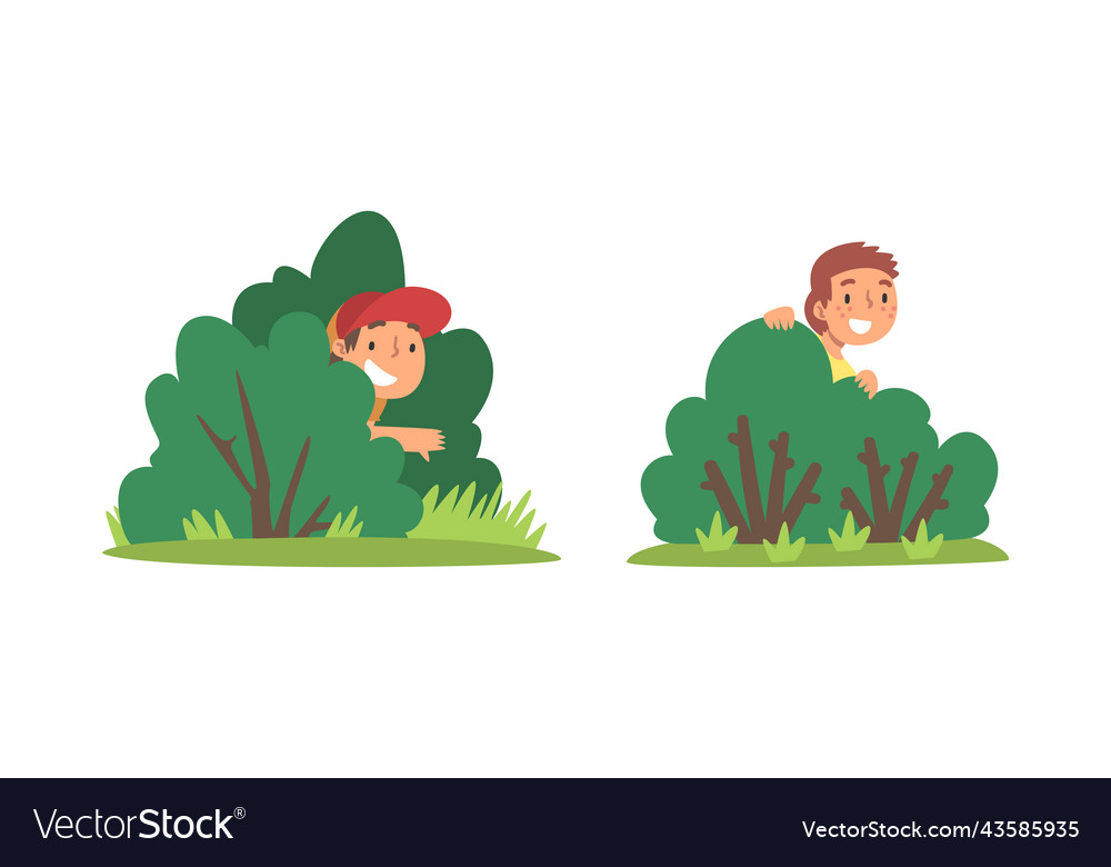 Happy cute little kids are playing hide and seek Vector Image