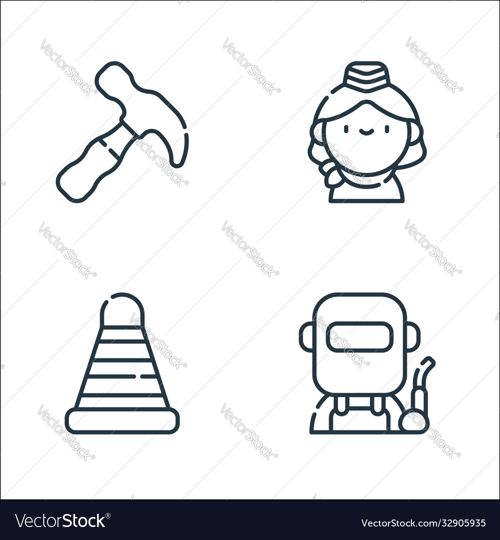 Labour day line icons linear set quality vector image Labour day line icons linear set quality