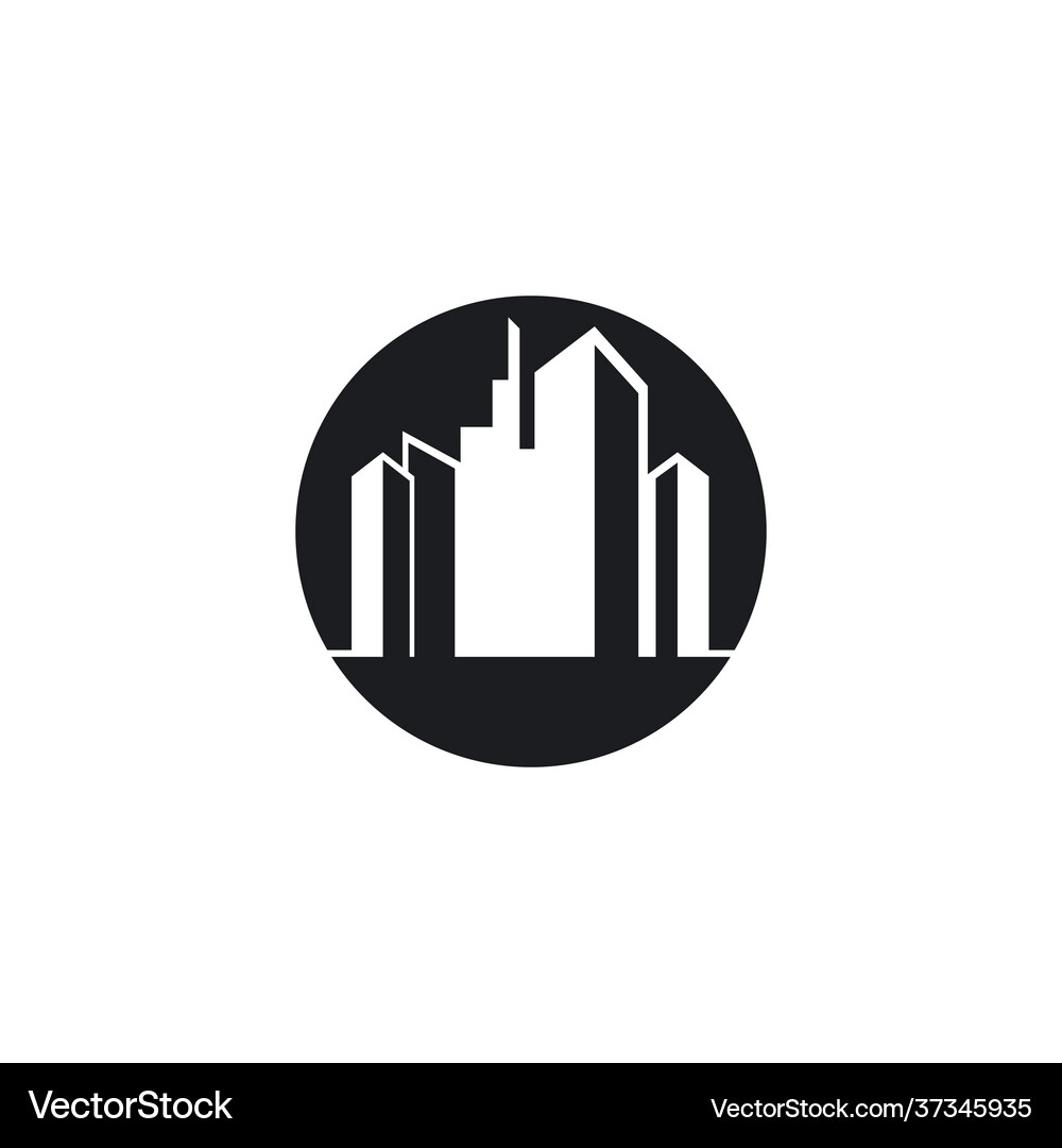 Modern simple square line art building Royalty Free Vector