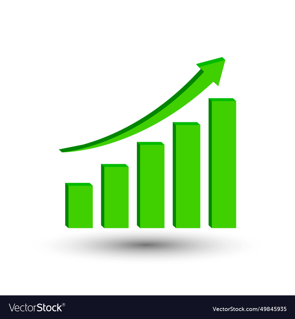 Polygon increasing graph with arrow up vector image Polygon increasing graph with arrow up