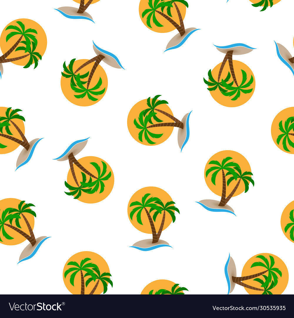 Seamless pattern island with palm trees vector image Seamless pattern island with palm trees