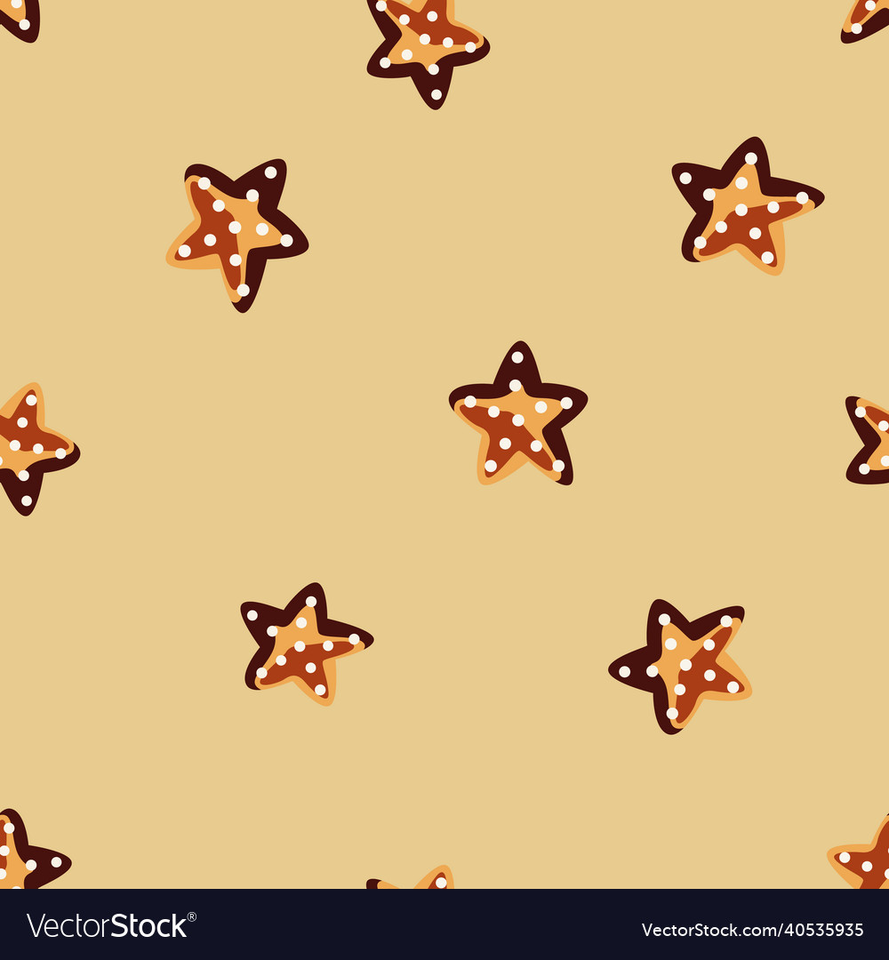 Seamless pattern sea star on beige background