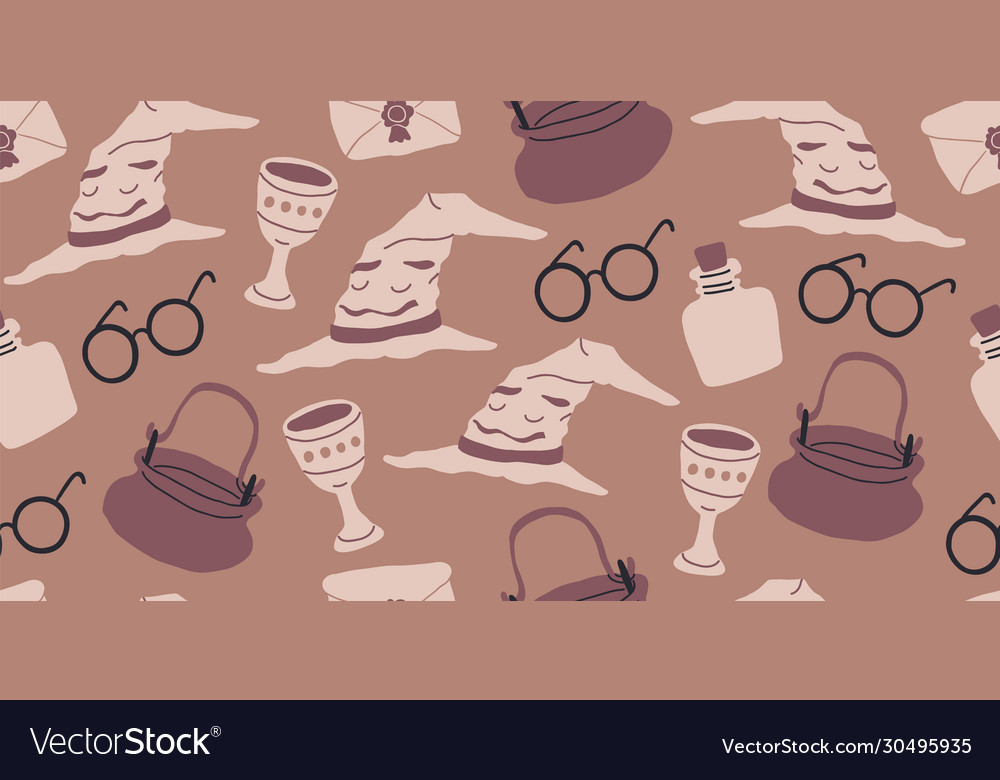 Seamless pattern with magician objects